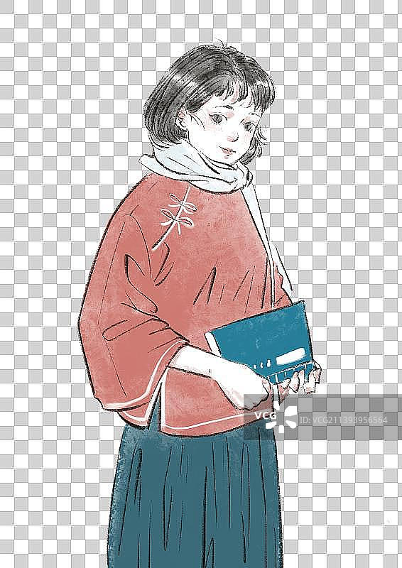 书香旗袍女孩图片素材