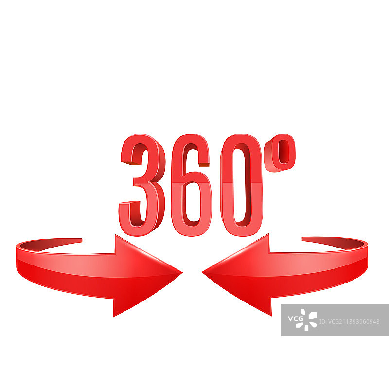 红色光面3D箭头360度旋转图标图片素材