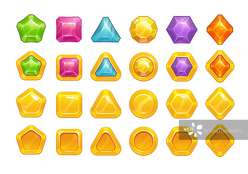 闪亮宝石GUI元素卡通水晶宝石图片素材