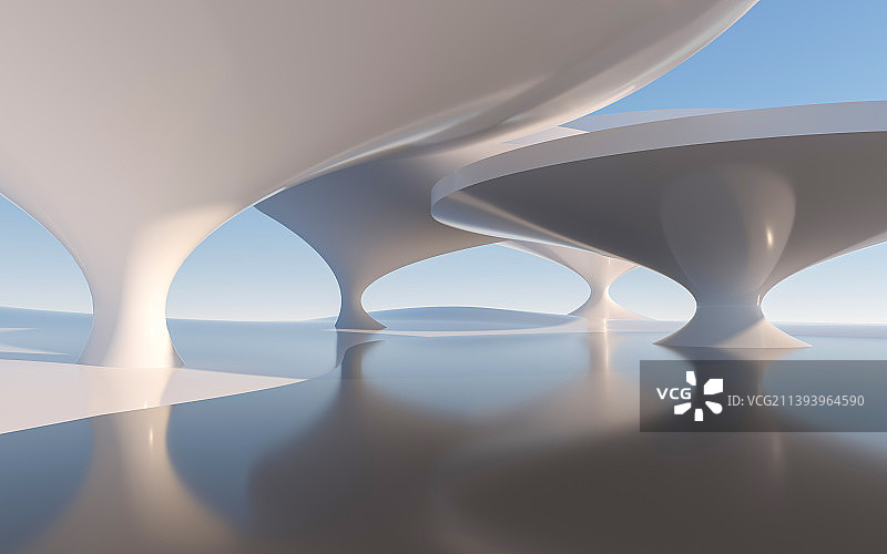 超现实白色圆形柱子建筑图片素材