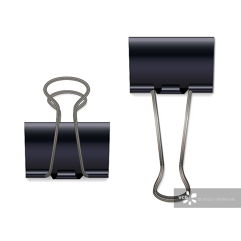 白色背景上的黑色金属回形针图片素材