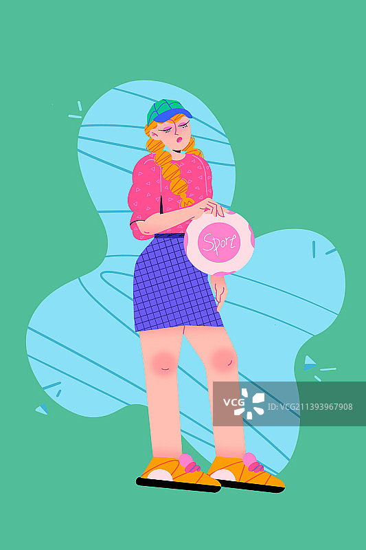 时尚运动插画-飞盘图片素材