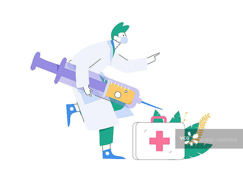 医生体检扁平矢量概念运营插画图片素材
