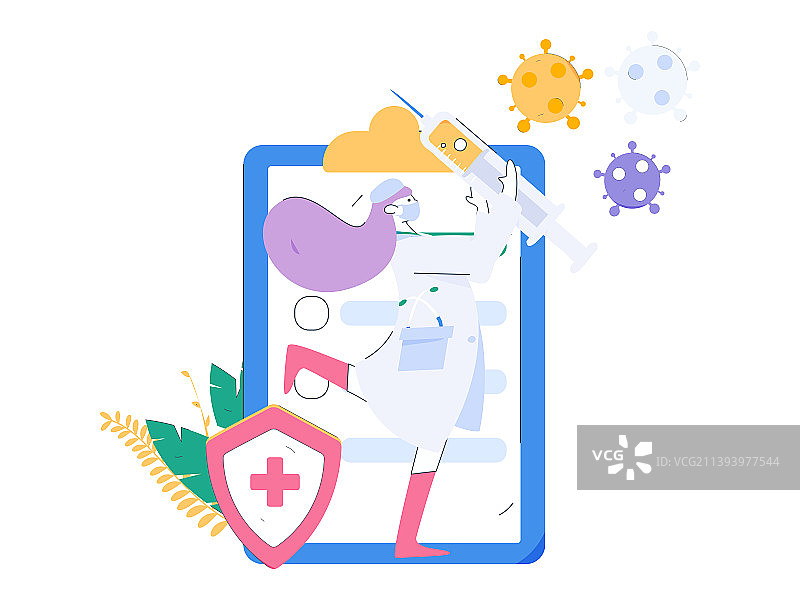 医生体检扁平矢量概念运营插画图片素材