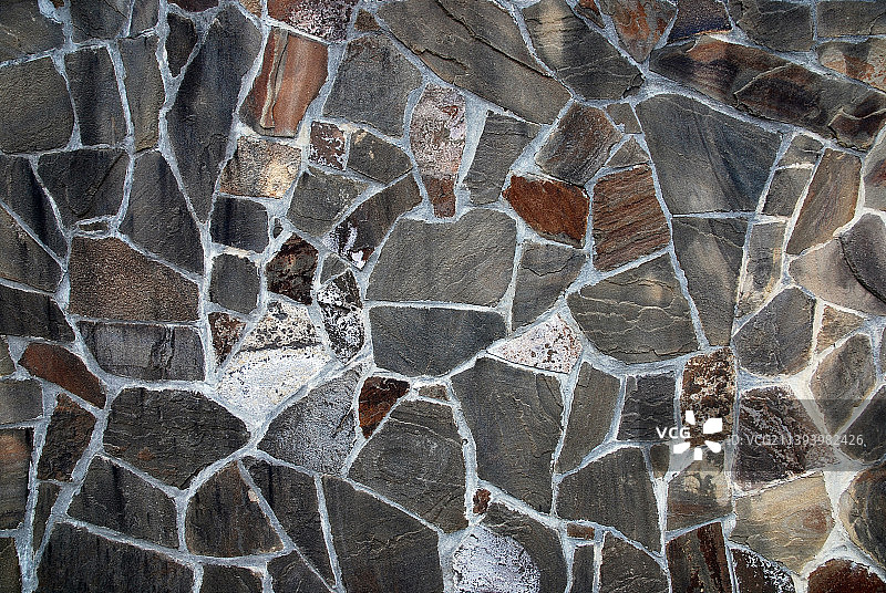 灰色和棕色石板墙马赛克纹理图片素材