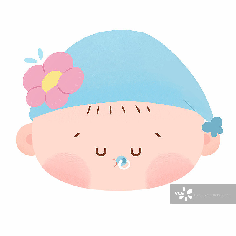 婴儿洗护用品可爱卡通脸系列插画包装图片素材