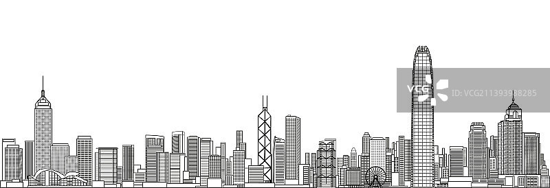 香港城市景观线条艺术图片素材