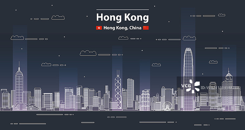 香港城市景观线条艺术图片素材