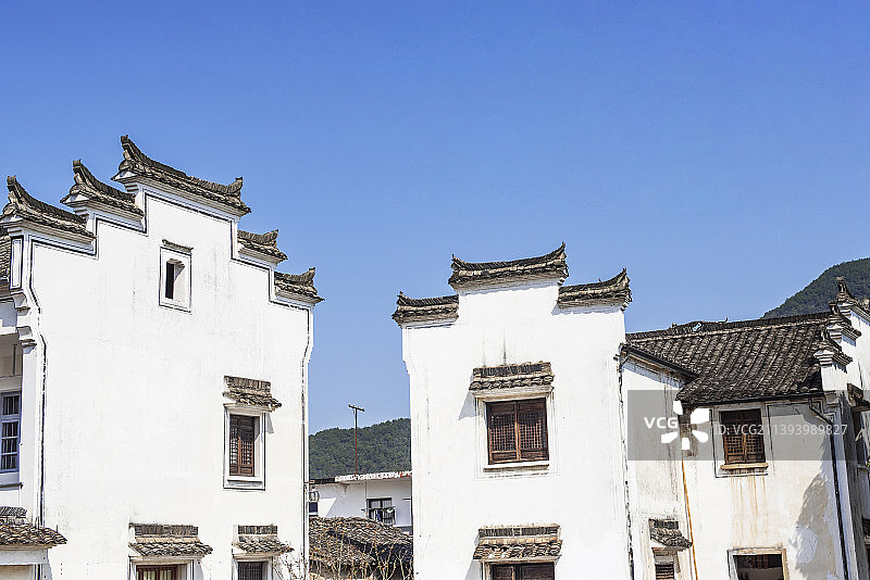 杭州富阳 孙权故里 徽派建筑 龙门古镇 江南古镇民居风光 南方古村落图片素材