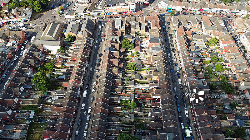 英格兰卢顿镇伯里公园住宅区航拍影像图片素材