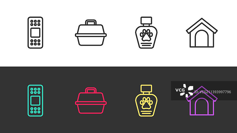 绷带宠物箱洗发水线条组合图片素材