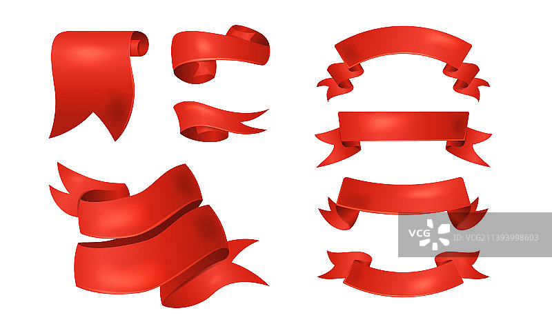 逼真红色丝带套装图片素材
