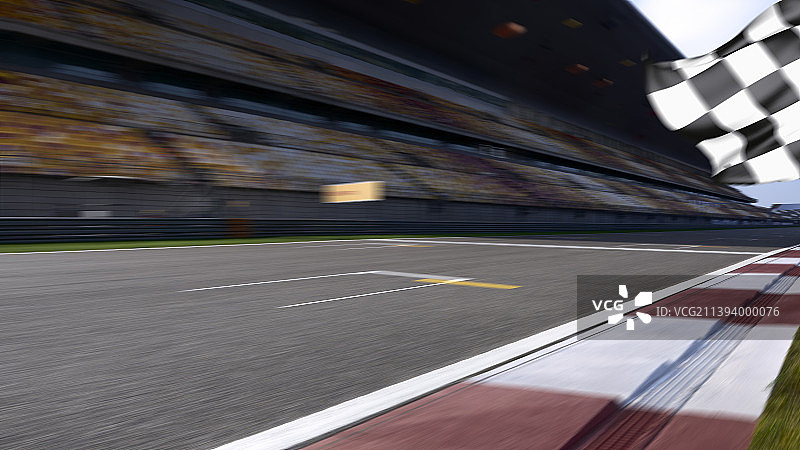 上海F1赛车场赛道运动模糊速度特效方格旗图片素材