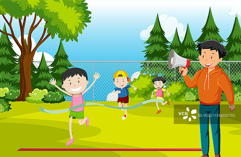 孩子们玩“红灯绿灯”游戏图片素材