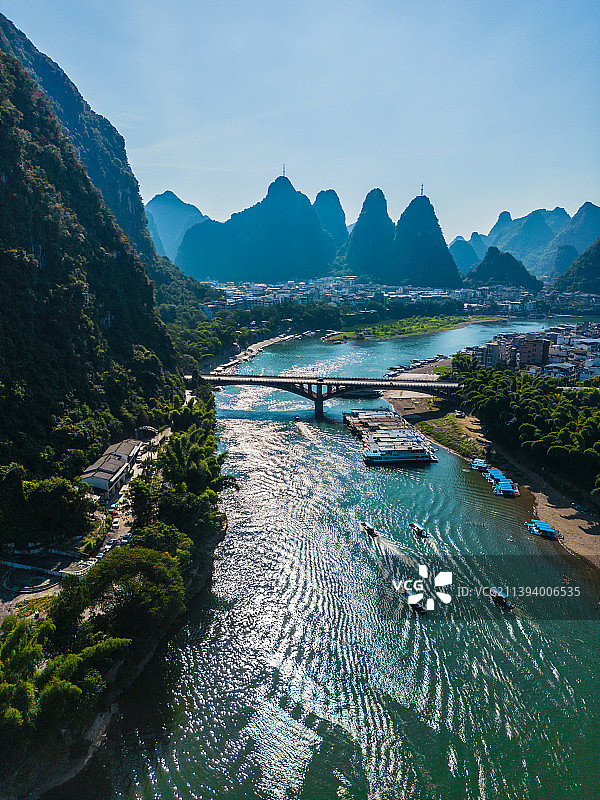 竖屏航拍桂林阳朔山水风光图片素材