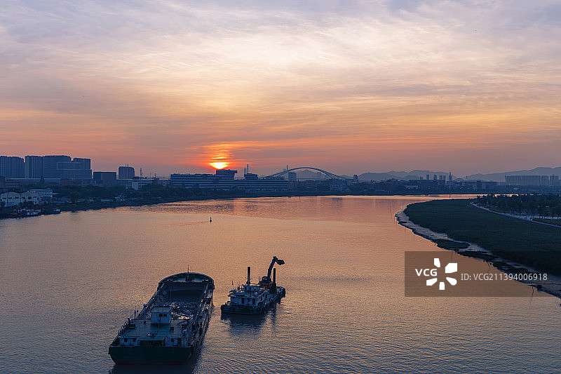 浙江宁波甬江日出图片素材