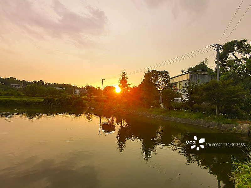 乡村晚霞图片素材