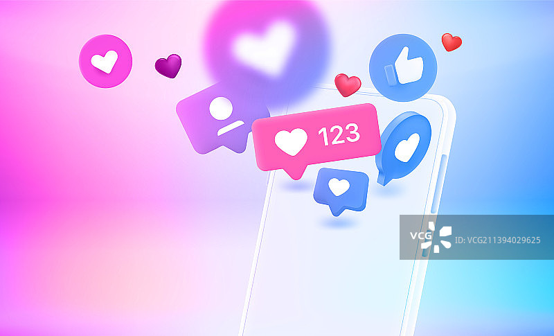 飞向天空的社交媒体通知气泡图片素材