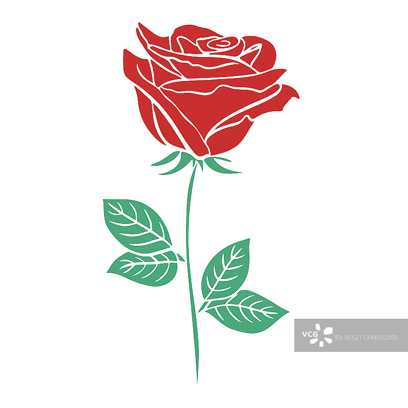 红色玫瑰模版画图片素材