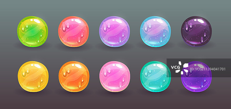 黏液GUI元素圆形光泽按钮合集图片素材