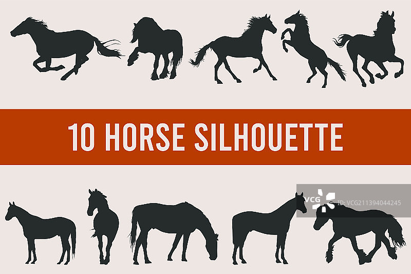 10个马剪影图片素材