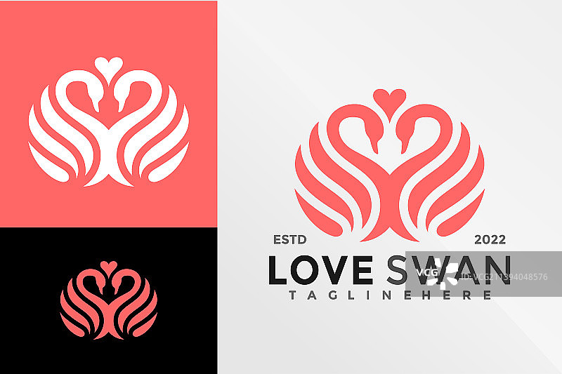 爱心天鹅标志设计模板图片素材