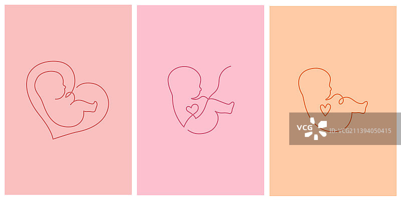 新生儿和爱心线条Logo图片素材