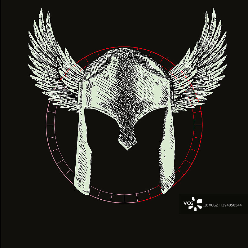 带翅膀的古希腊头盔图片素材