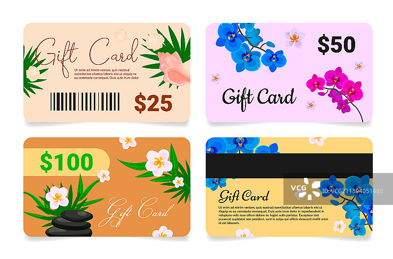带条形码的SPA礼品卡模板合集图片素材