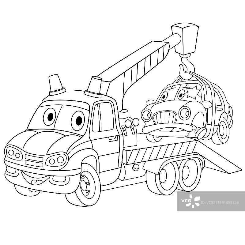 儿童拖车着色页图片素材