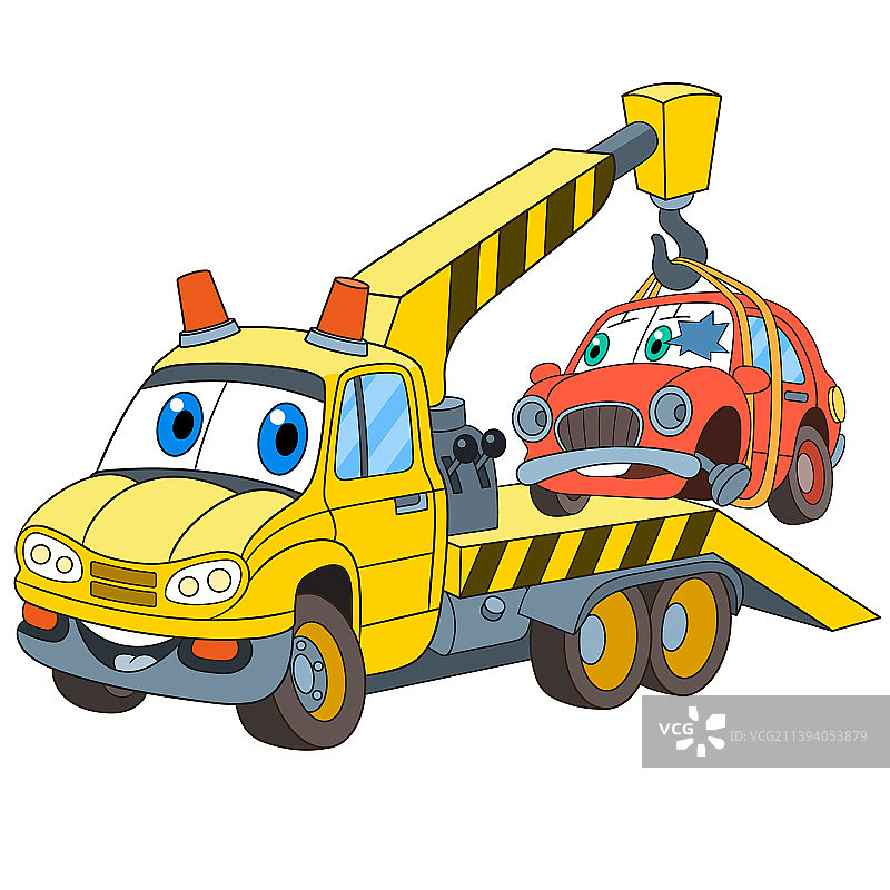 卡通拖车清障车图片素材
