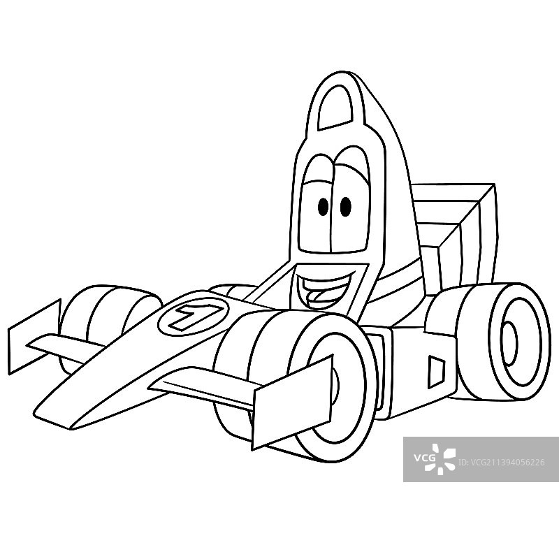 卡通赛车填色图图片素材