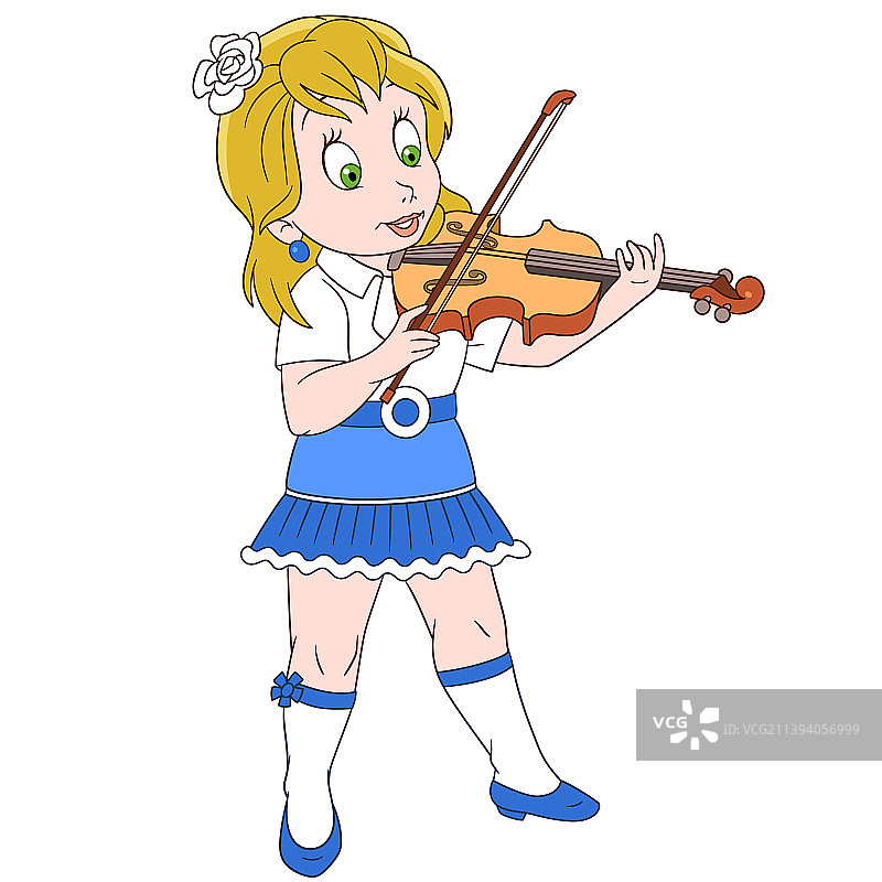 卡通小提琴家的女孩图片素材