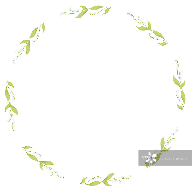 春天卡片铃兰圆形框架图片素材