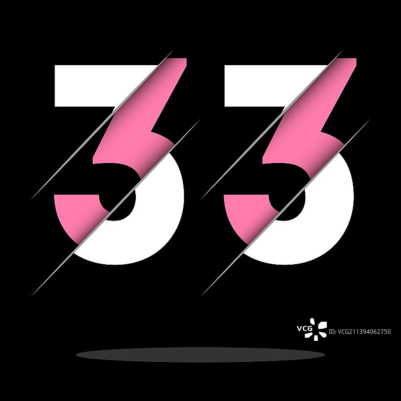 创意切割33数字标志设计图片素材
