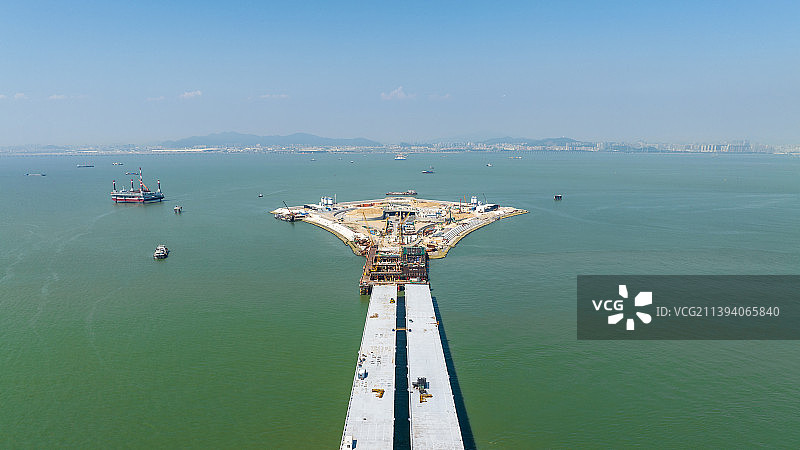 深中通道伶仃洋大桥西人工岛图片素材