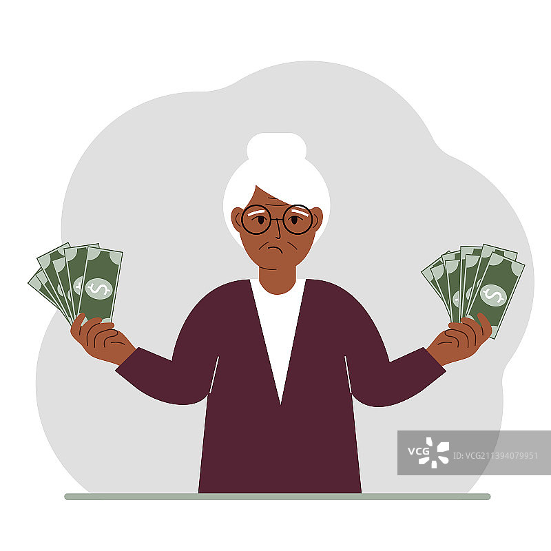手持钞票的老年妇女图片素材