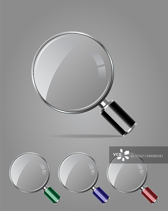 不同颜色手柄的放大镜图片素材
