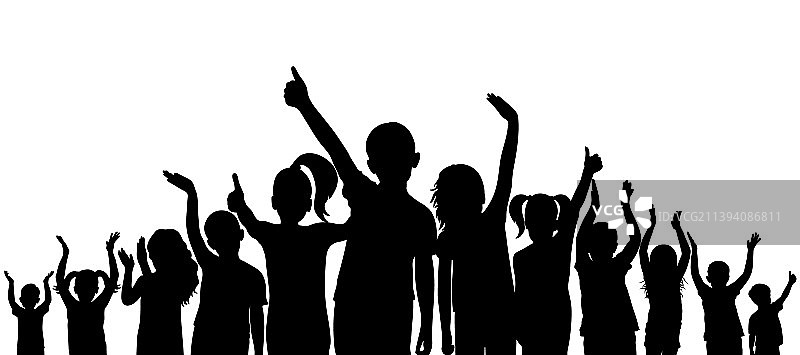 欢迎儿童剪影人群（幼儿园）图片素材