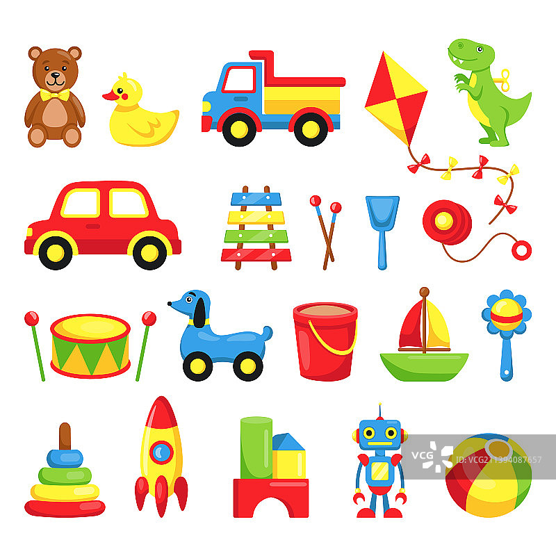 卡通塑料彩色儿童玩具图标图片素材