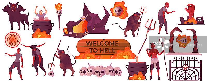 地狱扁平化素材图片素材