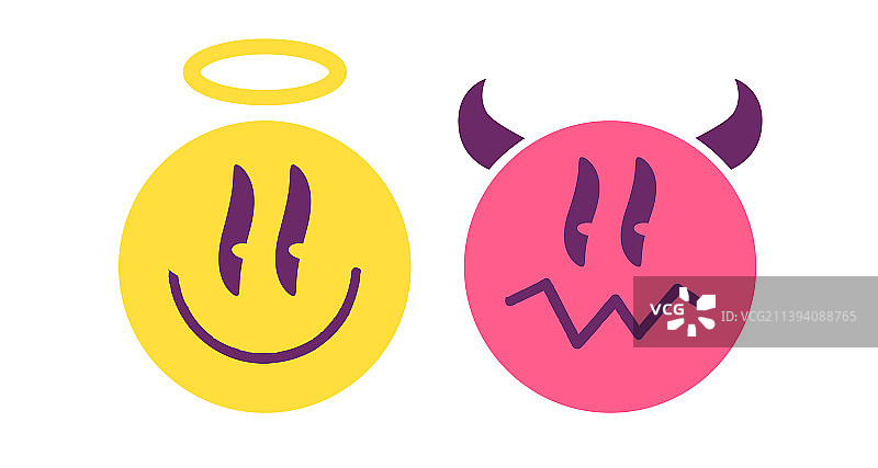 天使与魔鬼积极表情符号图片素材