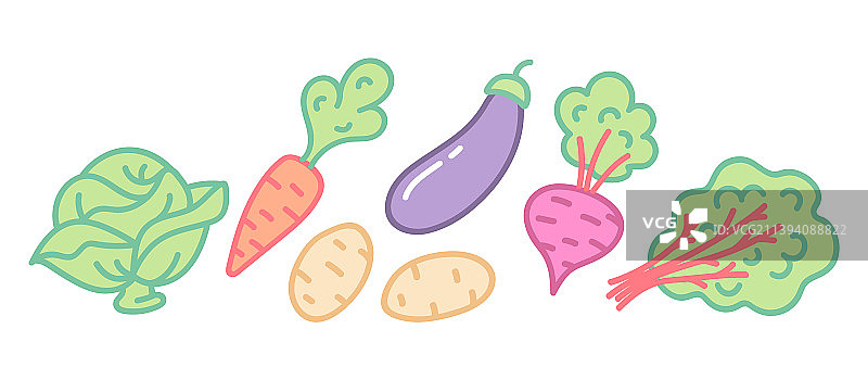 扁平风格的一组蔬菜图片素材