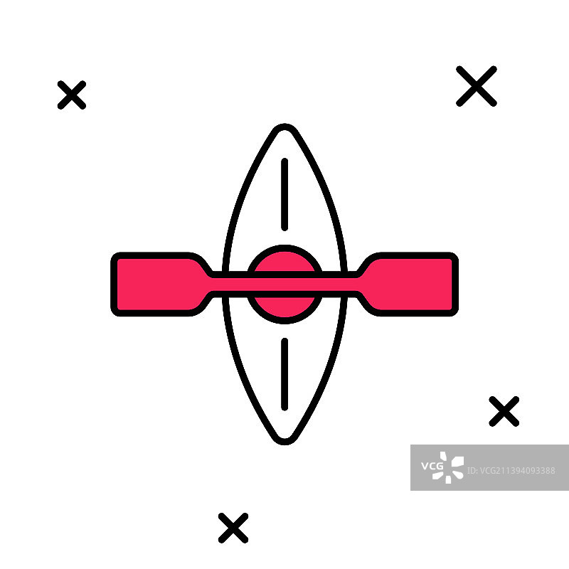 皮划艇和船桨轮廓图标图片素材