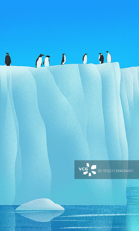 南极冰山上的企鹅图片素材
