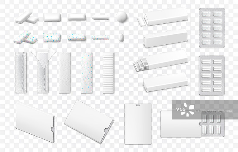 各种形状的逼真口香糖套装图片素材