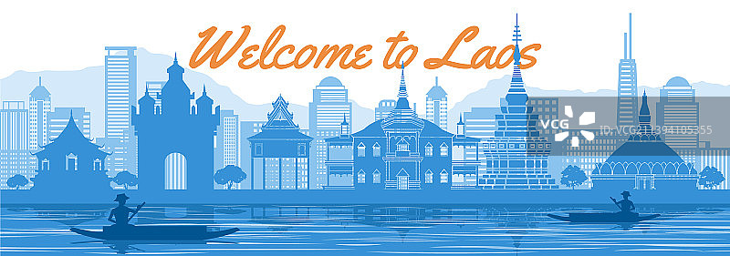 老挝著名地标剪影图片素材