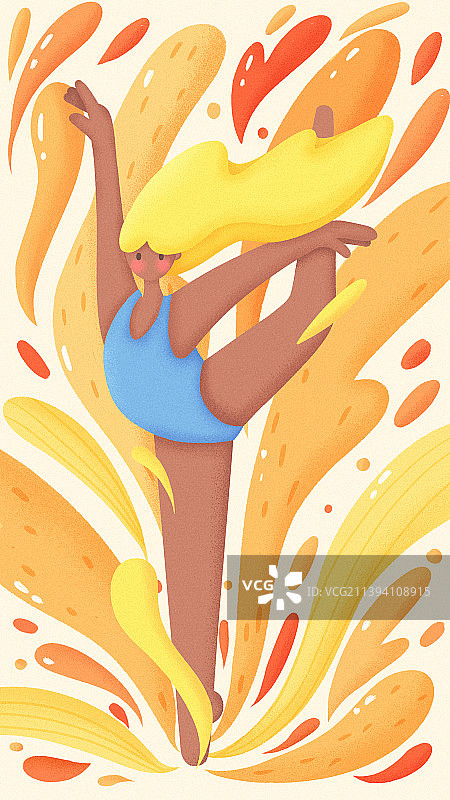 跳舞女孩噪点运营插画图片素材