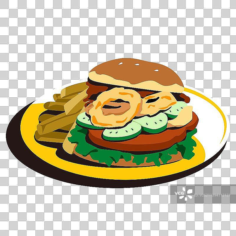 可爱的汉堡和薯条美食餐饮图片素材