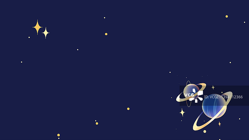 宇宙中漂浮航行的星球唯美卡通插画背景图片素材